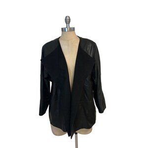 Talbots Black Buttery Leather Open Front Jacket Size 18